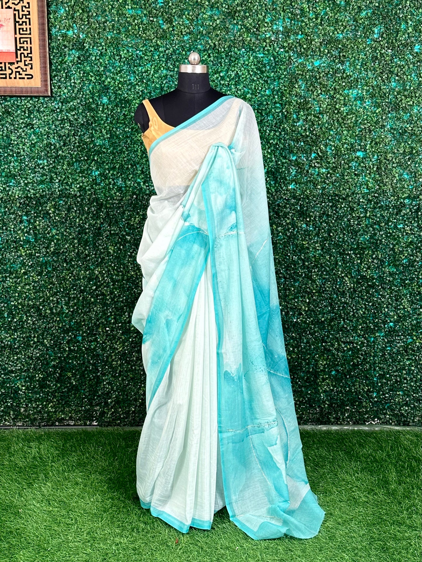 Firozi Samudrika Mul Mul Saree