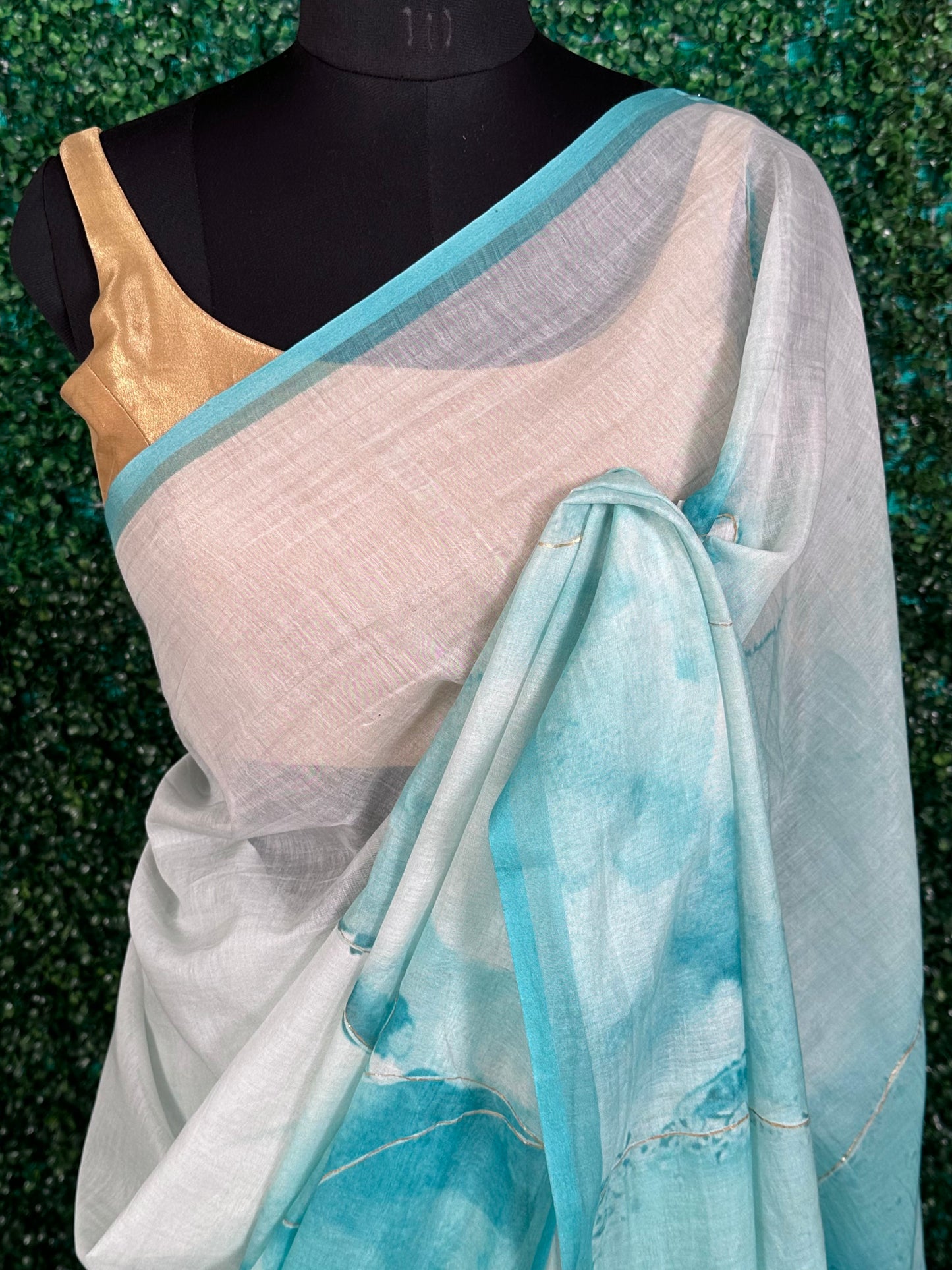 Firozi Samudrika Mul Mul Saree