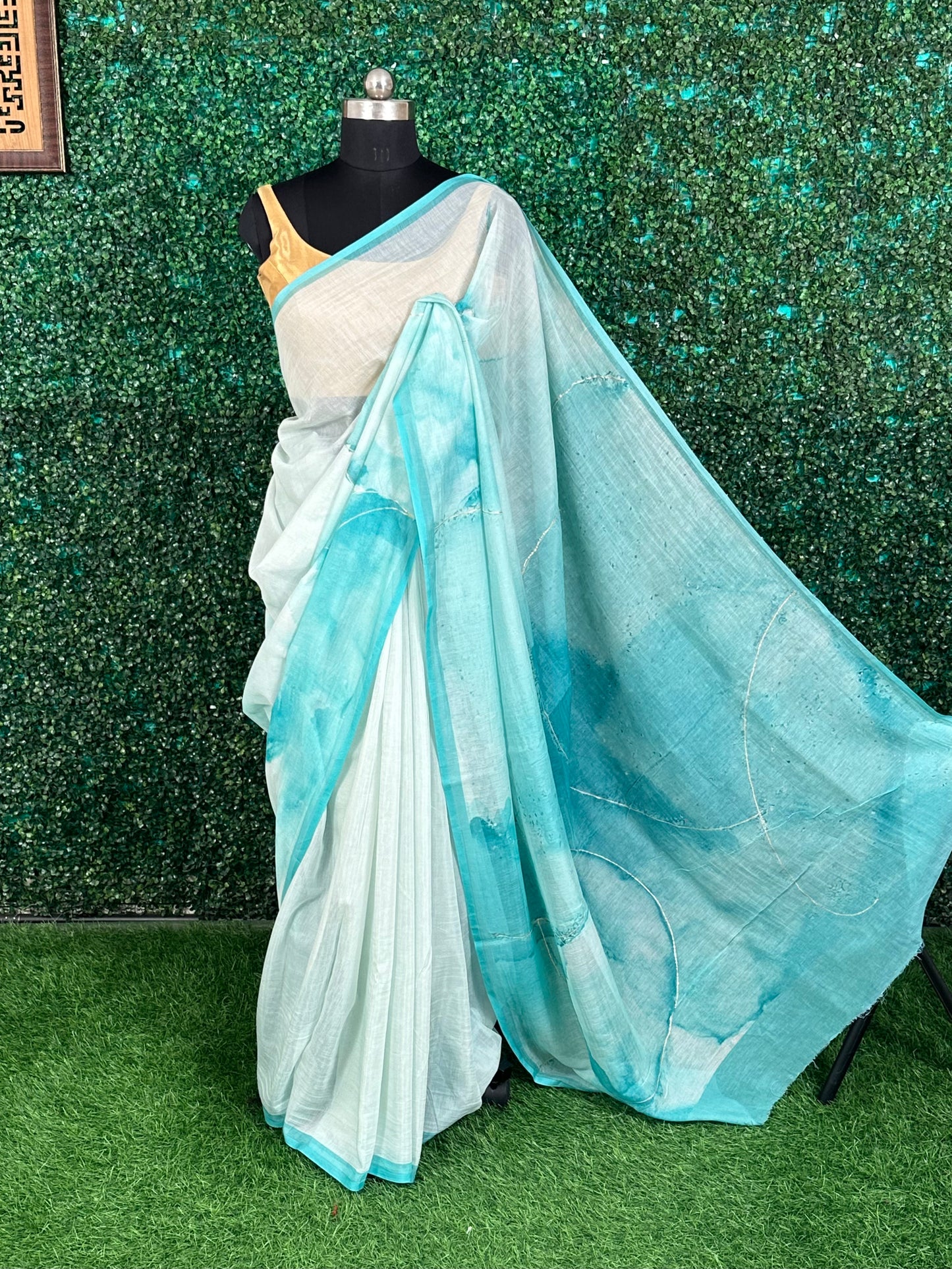 Firozi Samudrika Mul Mul Saree