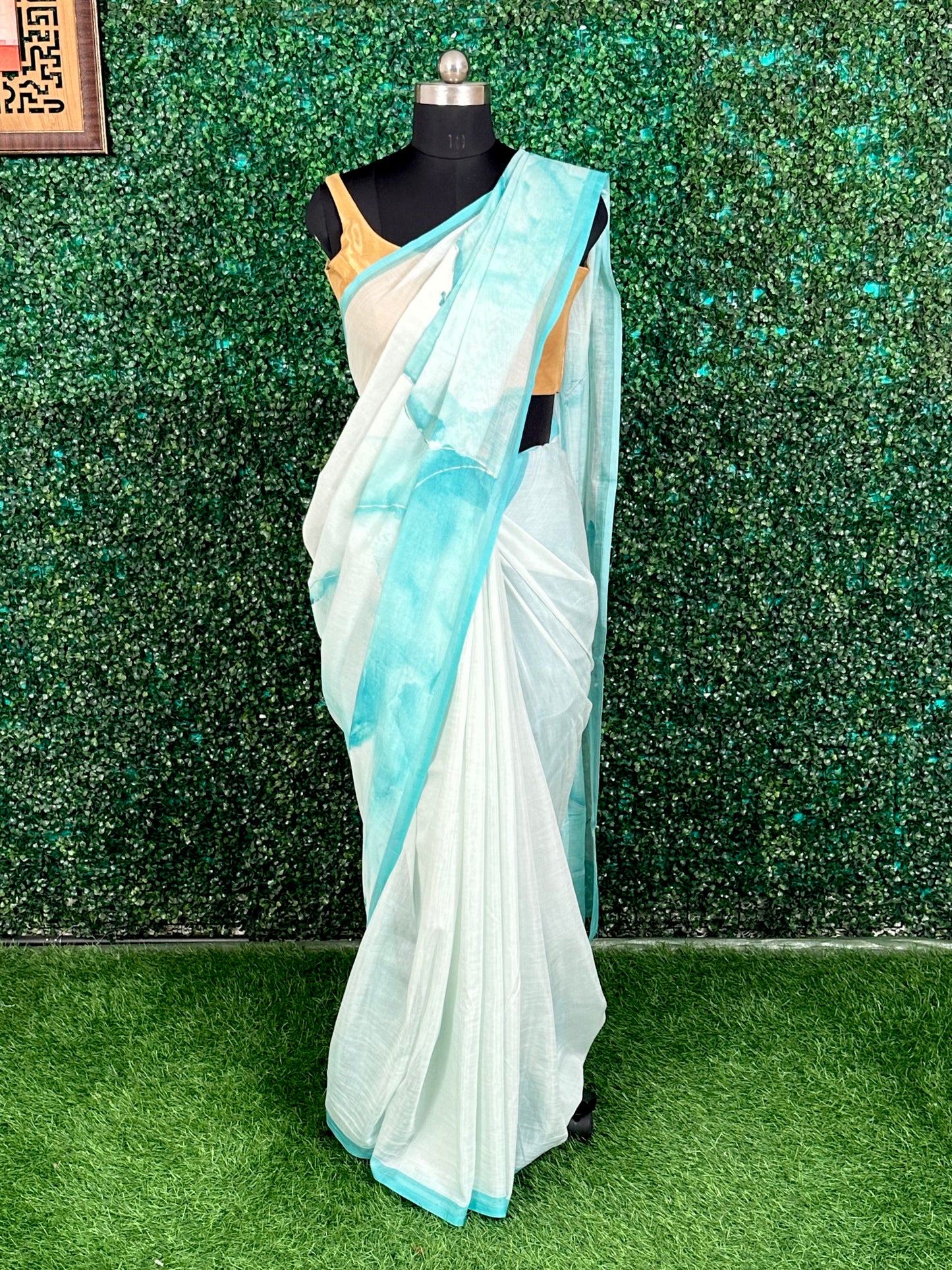 Firozi Samudrika Mul Mul Saree