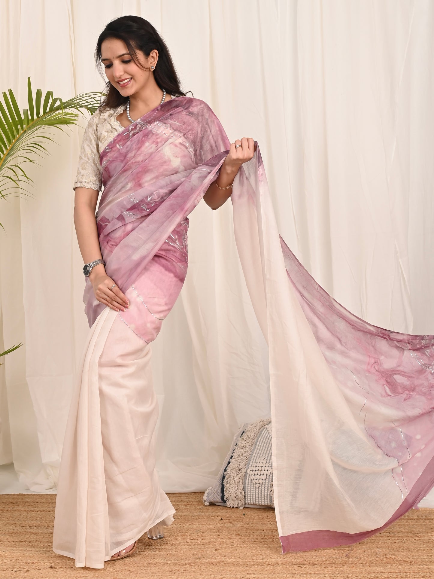 Magenta Samudrika Mul Mul Saree