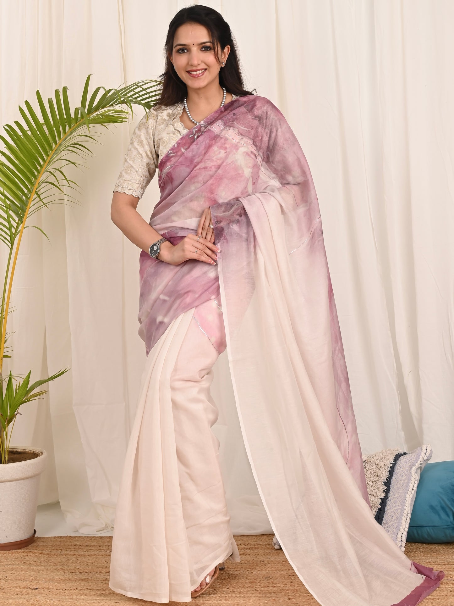 Magenta Samudrika Mul Mul Saree