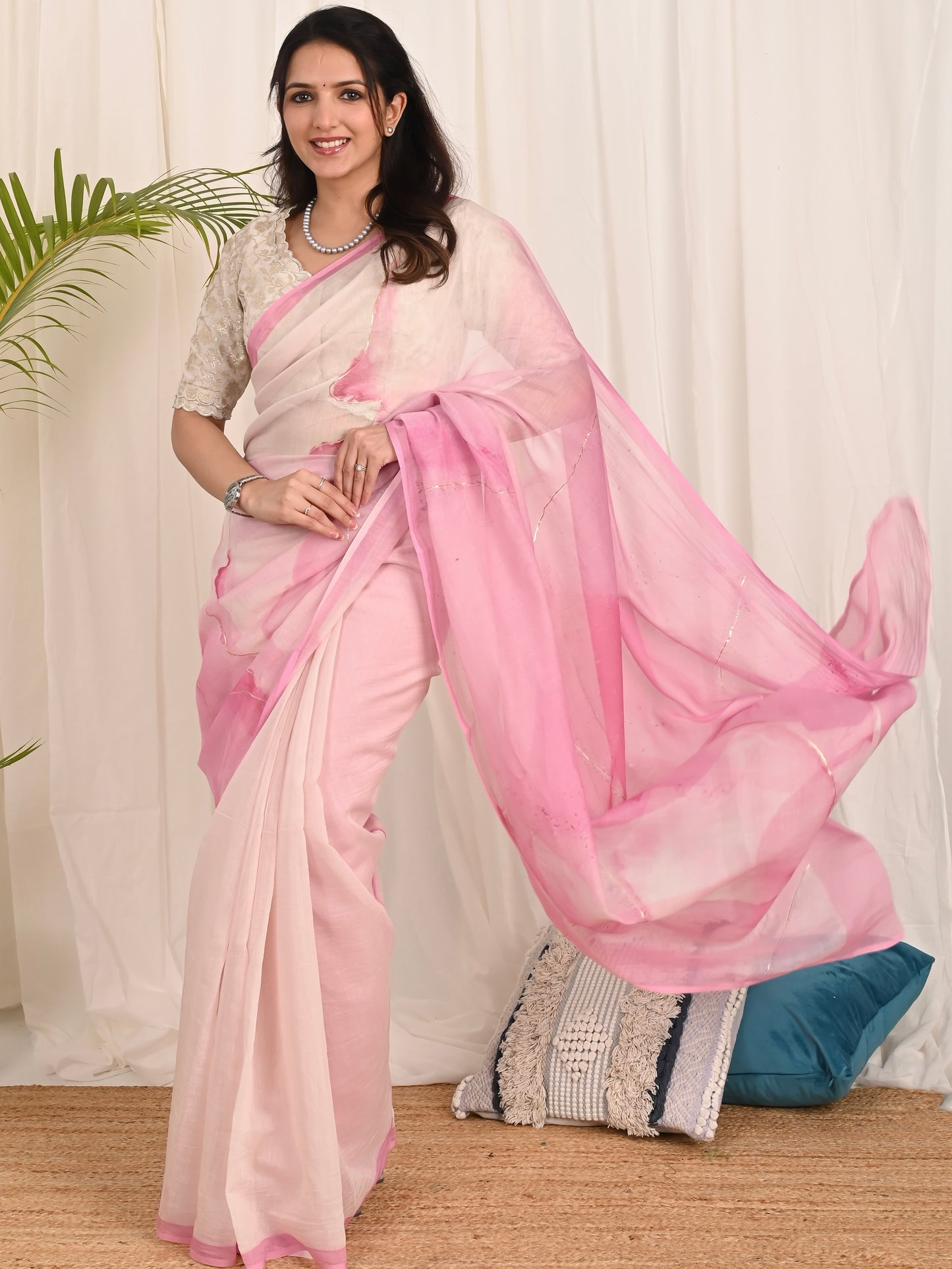 Pink Samudrika Mul Mul Saree