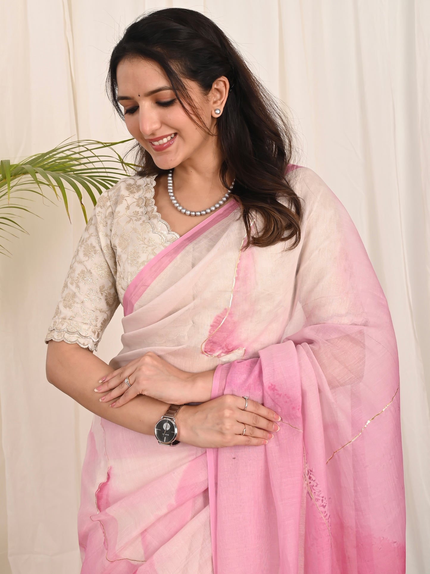 Pink Samudrika Mul Mul Saree