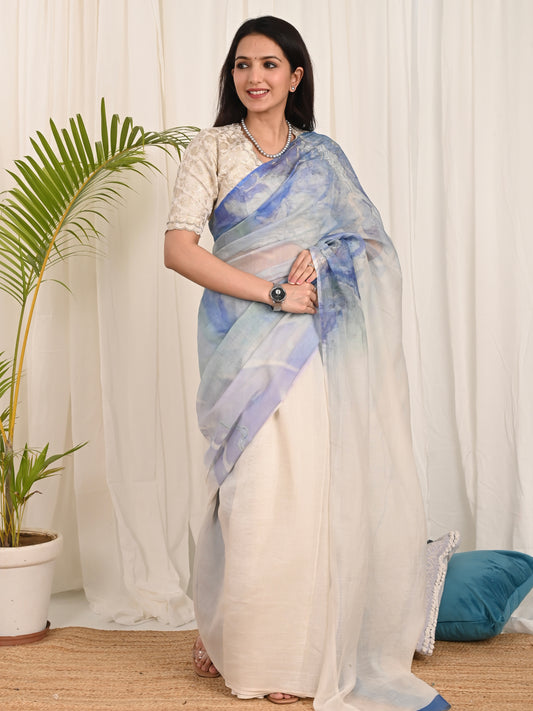 Blue Samudrika Mul Mul Saree