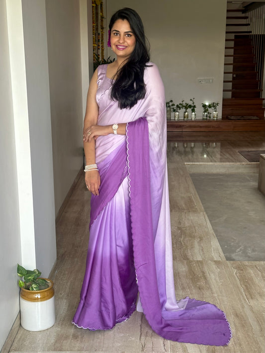 Purple Ombré Cotton Satin Saree