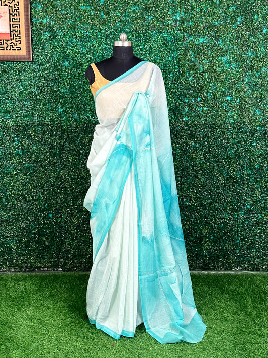 Firozi Samudrika Mul Mul Saree