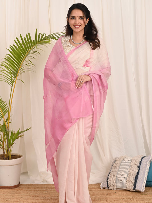 Pink Samudrika Mul Mul Saree